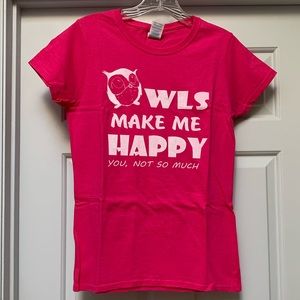 Hot Pink Owls T-Shirt Sz S